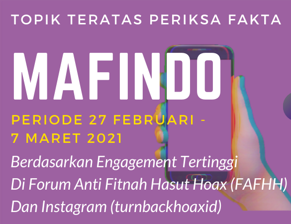 Topik Teratas Periksa Fakta MAFINDO Periode 27 Februari – 7 Maret 2021